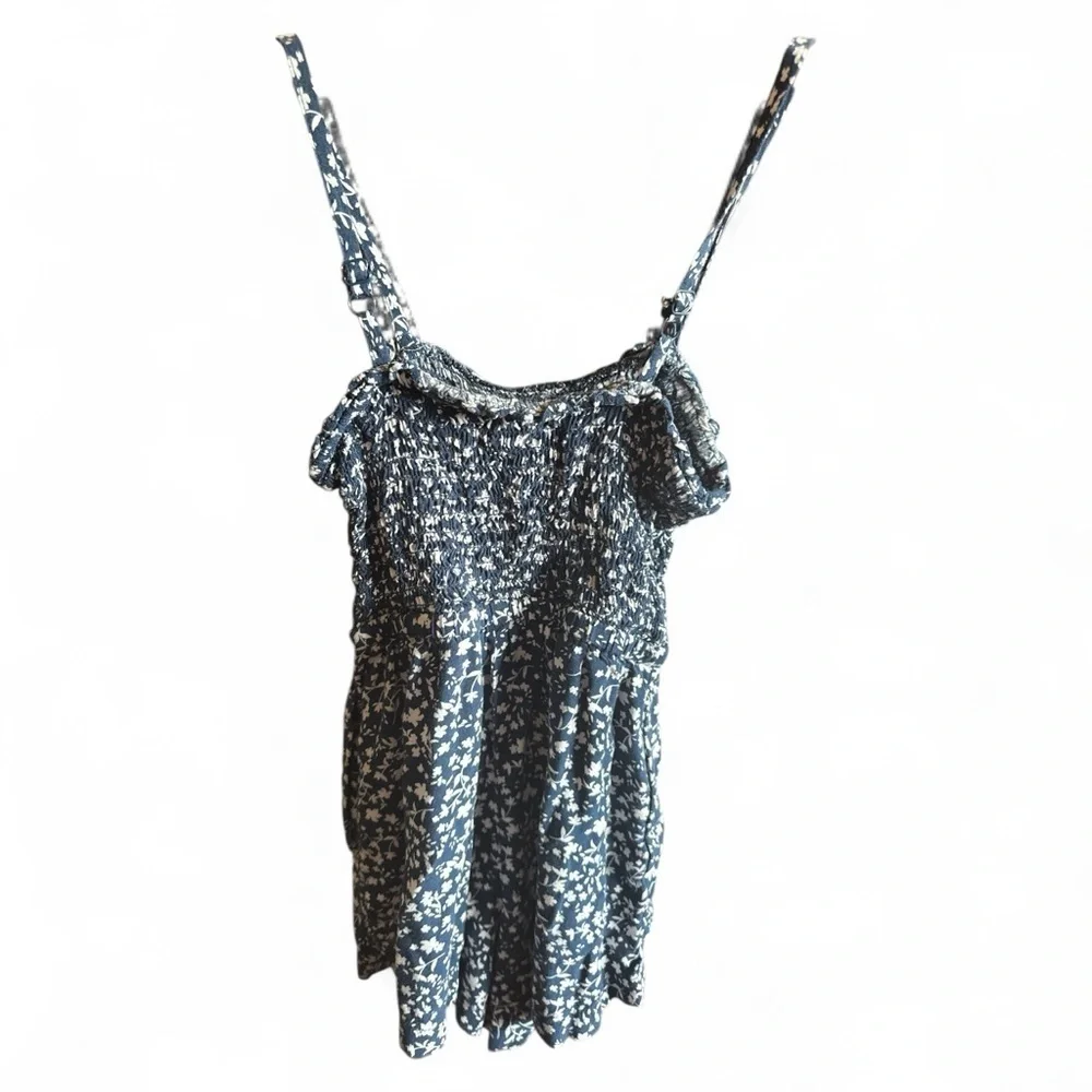 Old Navy Little Girls Size 6/7 Cottagecore Floral Navy Blue & White Romper